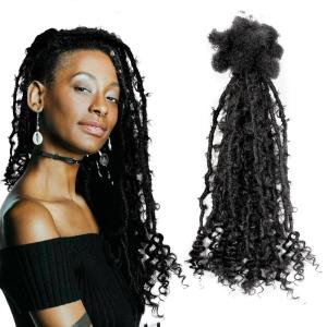 Locsanity Butterfly Loc Extensions – Authentic Human Crochet Hair for Effortless Bohemian Look – Customizable Distressed Loc Extensions(0.8 cm  Natural Undyed)