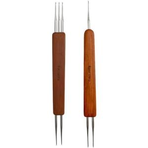 Locsanity Dreadlocks Loc Dual Ended Tool Set Crochet Needle Bamboo Handle (Single/Double Double/Triple) (1 Single/Double)(1 Single/Double and 1 Double/Triple)