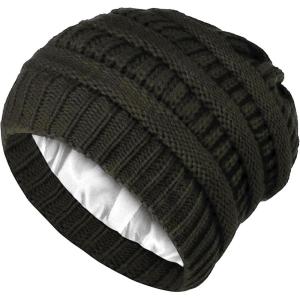 Locsanity Handmade Satin Lined Winter Knit Beanie(Black)