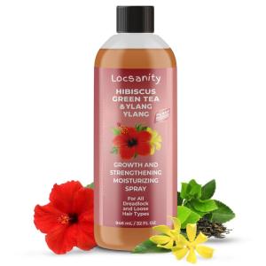 Locsanity Hibiscus Green Tea Hair Growth Spray for Dreadlocks and Loose Hairstyles Hair Care Treatment – Loc Moisturizer for Thicker, Fuller, Longer Hair (8oz)(32 Fl Oz (Pack of 1))