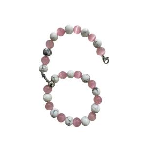 Locsanity Interlocking, Sisterlock, Dreadlock, Crochet Tool Bracelet Holder, Pink Beads (Black)(Pink/GreyMarble)