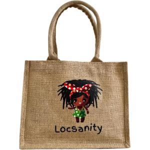 Locsanity Linen Jute Tote Bag, 10″ H x 12.5″ L x 4″ D