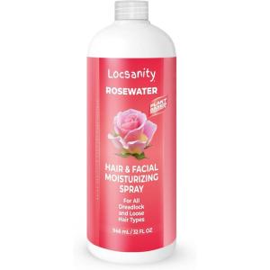 Locsanity Pure Rosewater Hair and Facial Spray – Trial Size Hydrating Face Mist to Soothe, Refresh, and Rejuvenate Skin, Reduce Oil and Buildup (4oz)(32 Fl Oz (Pack of 1))