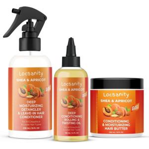 Locsanity Shea & Apricot Loose, Natural, Conditioning and Moisturizing Hair Butter – Strength & Growth Formula LOC (Leave in, Oil, Cream)
