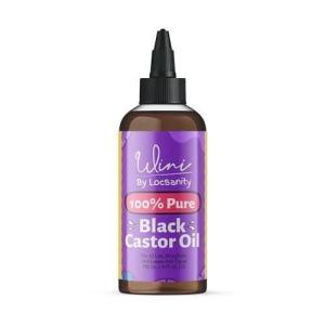 Locsanity Wini Pure 100% Jojoba Oil Organic Cold Pressed Unrefined Non-GMO – 4 fl oz: Moisturizing Face & Hair Oil for Growth, Skin Care, Strengthening & Nourishing(Black Castor Oil)