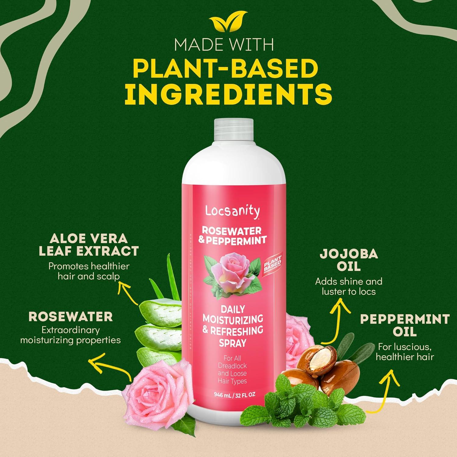 imageLocsanity Daily Moisturizing Refreshing Spray for Locs Dreadlocks Rose Water and Peppermint Hair Scalp Moisturizer Dreadlock Spray Natural Loc Care and Maintenance 12oz32 Fl Oz