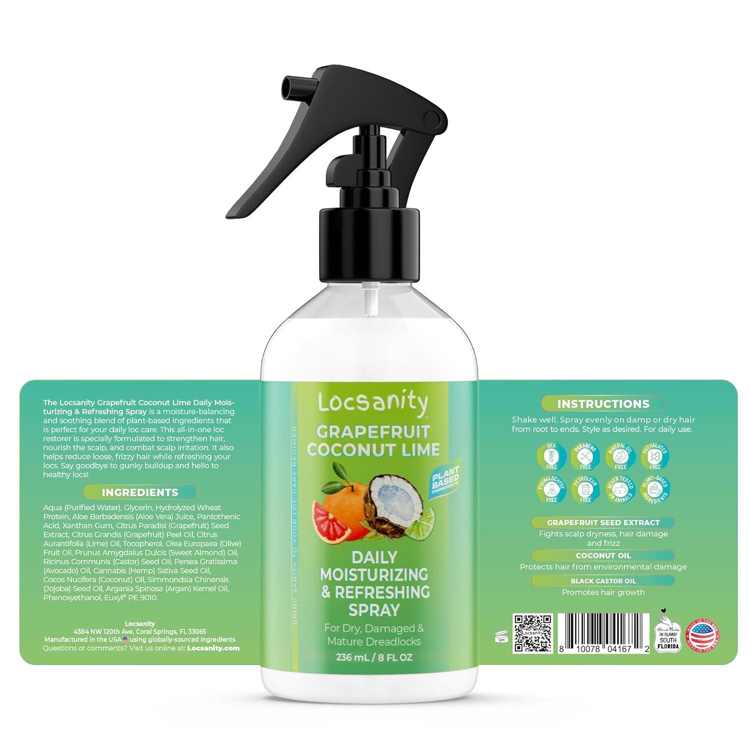 imageLocsanity Grapefruit Coconut ampamp Lime Daily Moisturizing Spray Fine Mist 8 fl oz Hydrating Mist for Locs Hair Growth and Daily Moisturizing Refreshing Spray for Dreads ampamp Braids